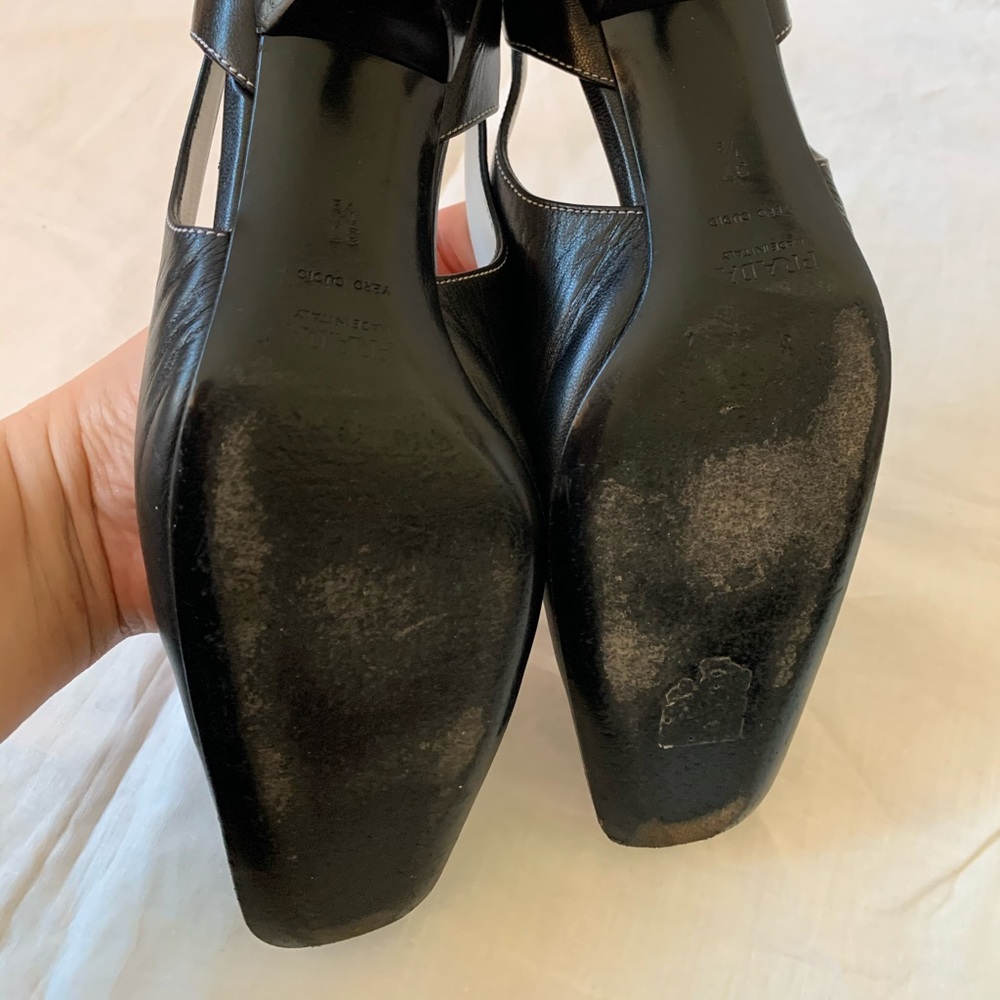 Prada/Slingback Sandals/Black leather - Picture 6 of 7